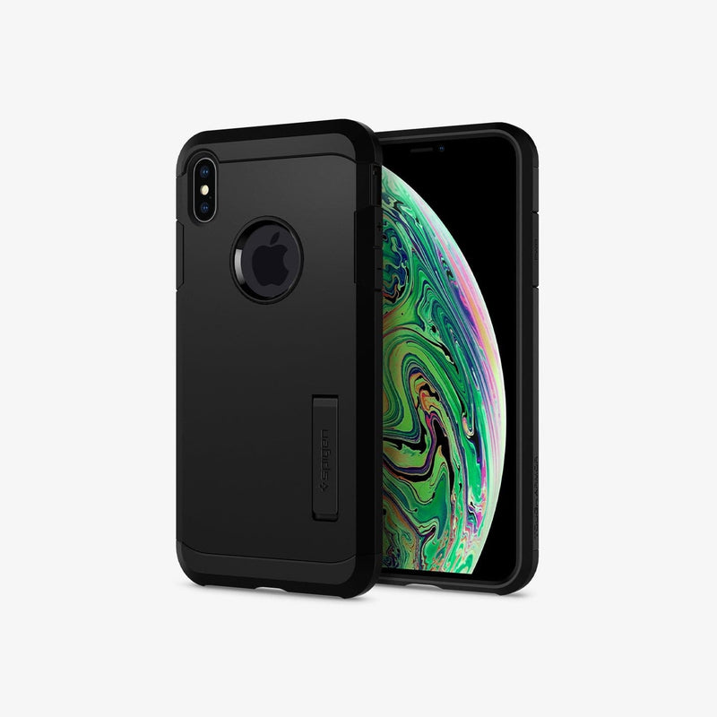 065CS25130 - iPhone XS Max Case Tough Armor in black showing the back and front
