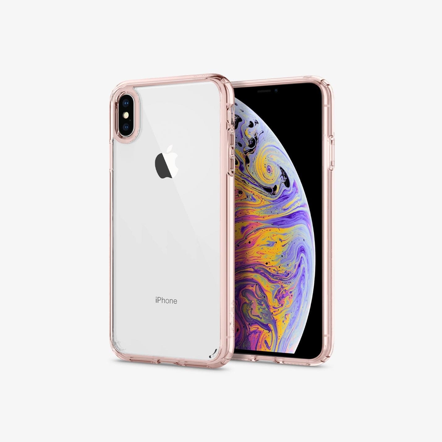 ACS01834 - iPhone XS Max Case Ultra Hybrid in rose crystal showing the back and front