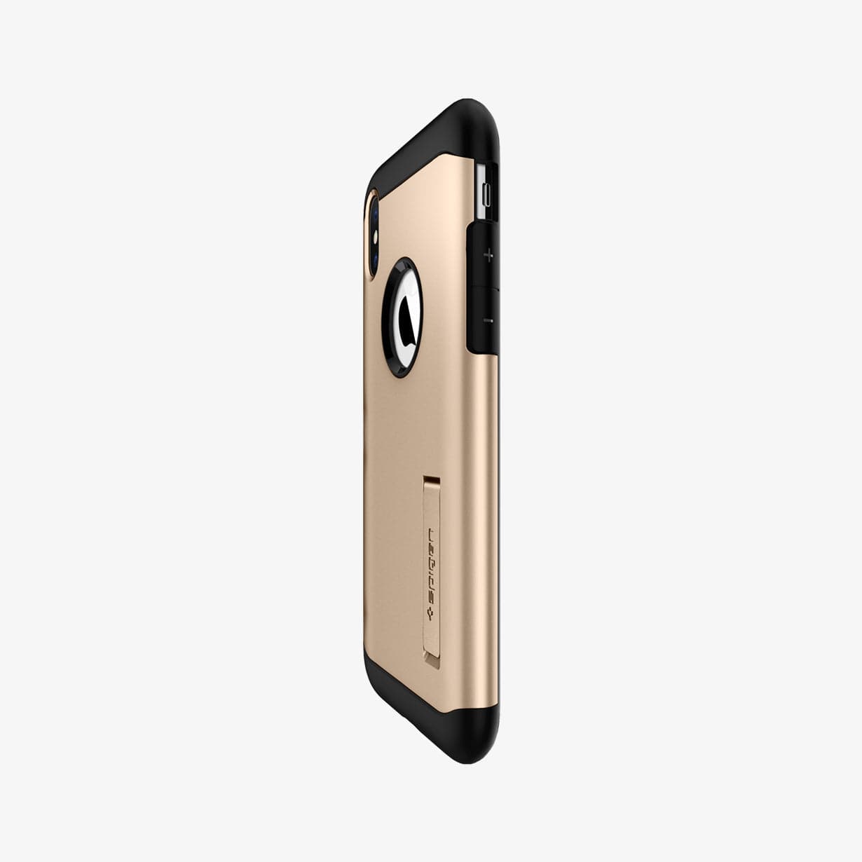 063CS24516 - iPhone XS Case Slim Armor in champagne gold showing the side and partial back