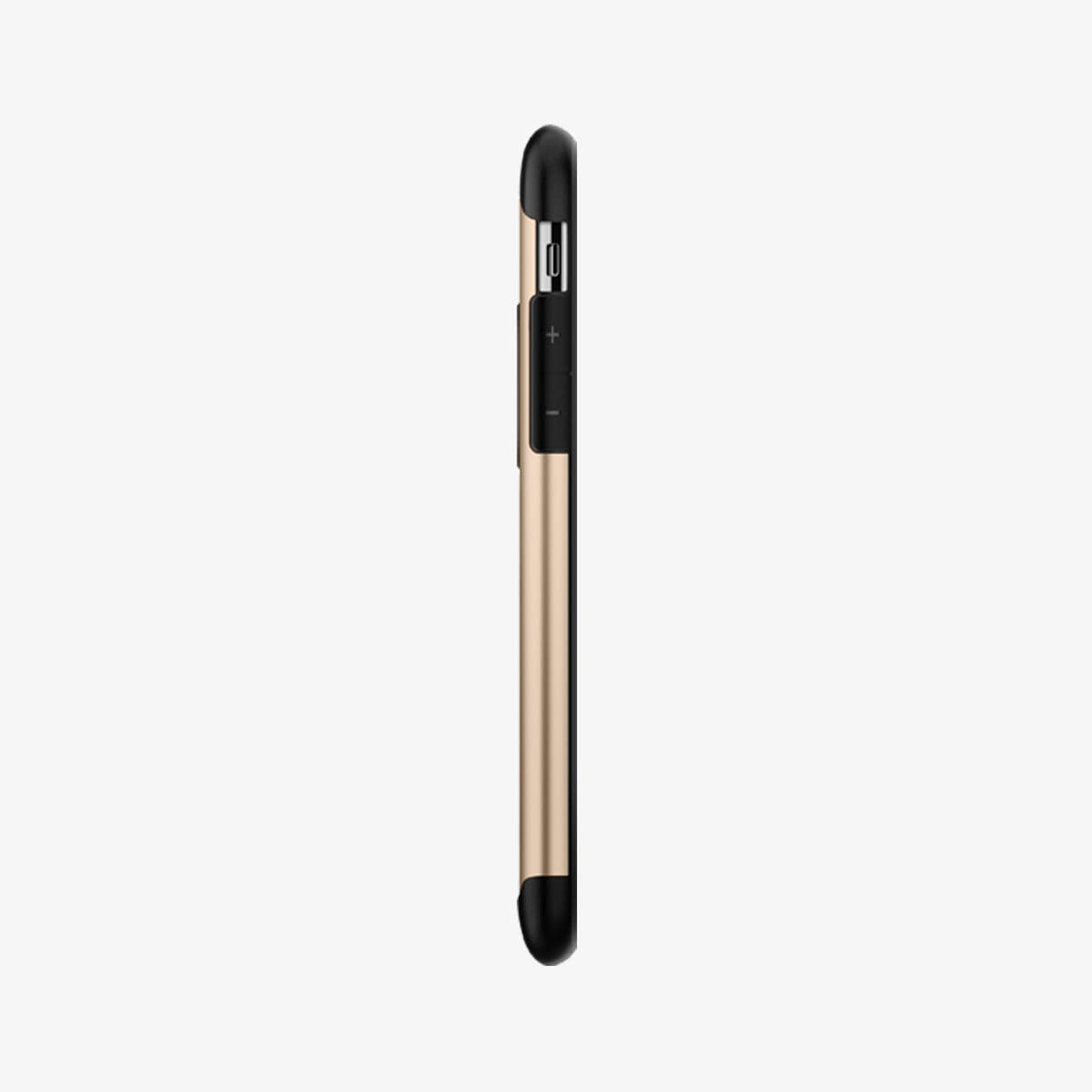 063CS24516 - iPhone XS Case Slim Armor in champagne gold showing the side with volume controls
