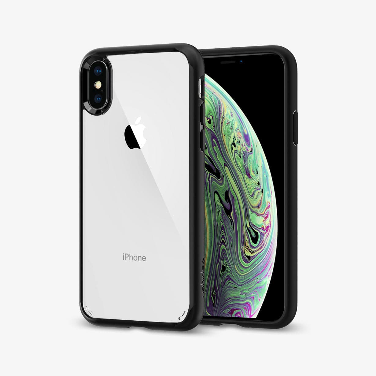 057CS25364 - iPhone XS / X Case Ultra Hybrid in black showing the back and front