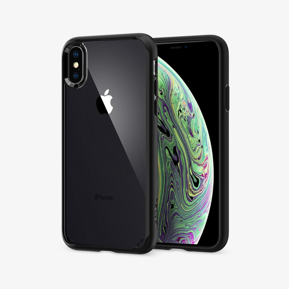 057CS25364 - iPhone XS / X Case Ultra Hybrid in black showing the back and front