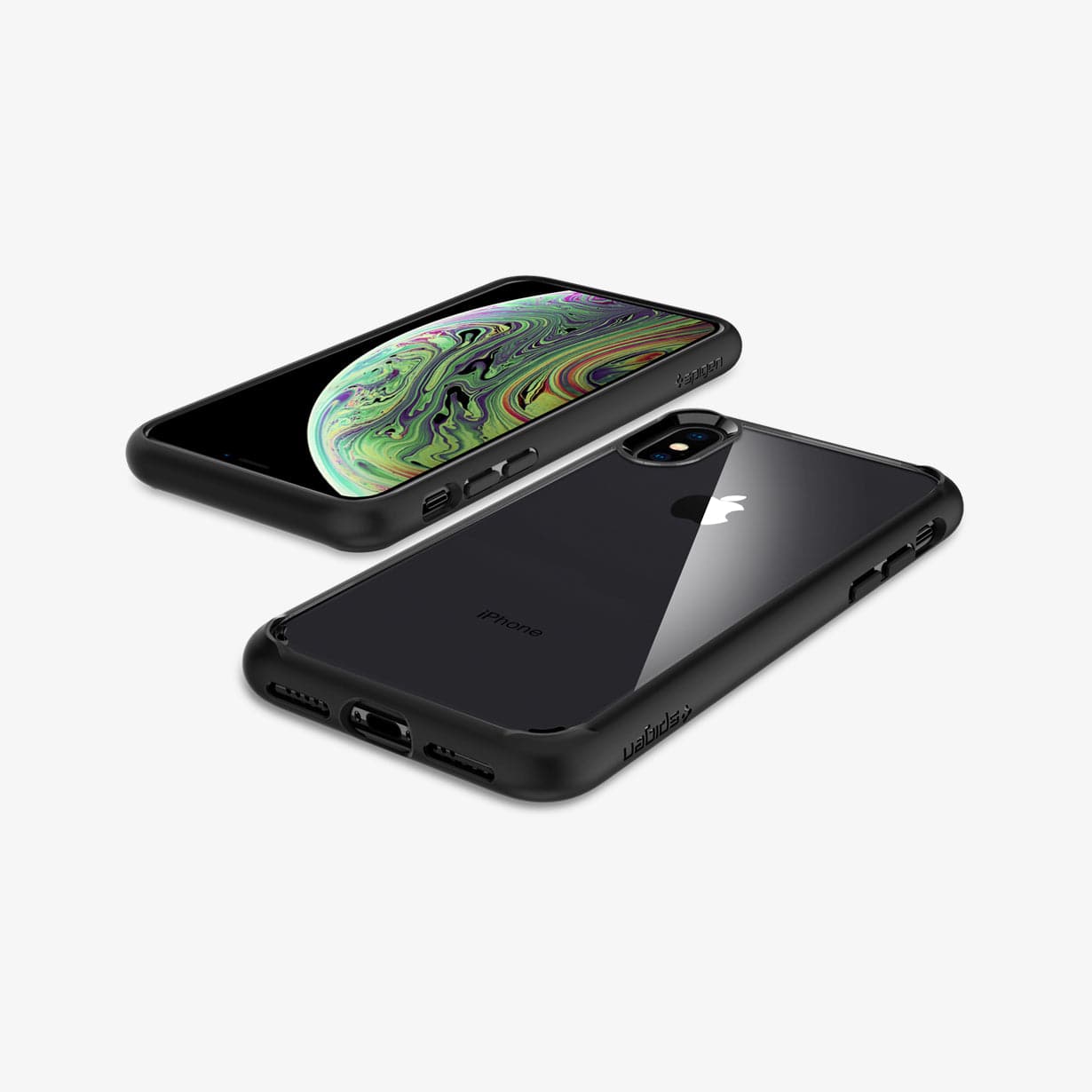 057CS25364 - iPhone XS / X Case Ultra Hybrid in black showing the back, front and sides