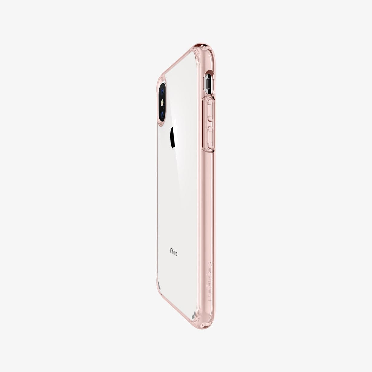 057CS22128 - iPhone XS / X Case Ultra Hybrid in rose crystal showing the side and partial back