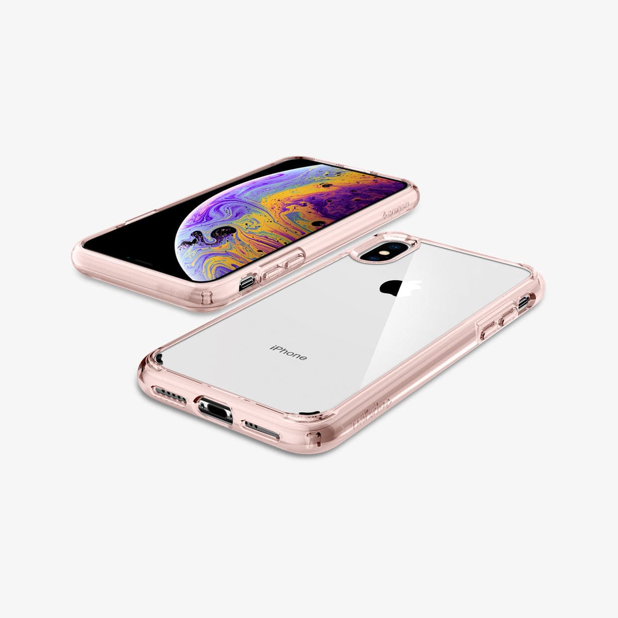 057CS22128 - iPhone XS / X Case Ultra Hybrid in rose crystal showing the back, front and sides