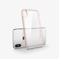 057CS22128 - iPhone XS / X Case Ultra Hybrid in rose crystal showing the case leaning against the device