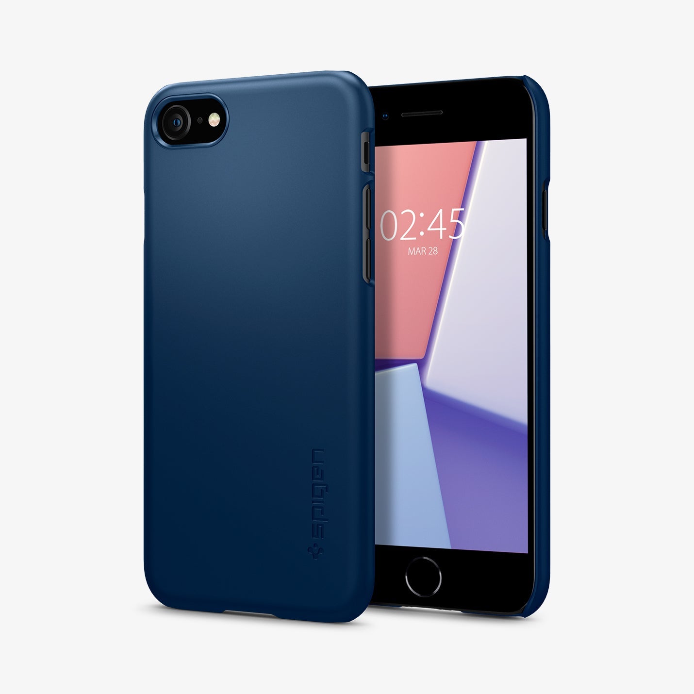 ACS04348 - iPhone SE Thin Fit case in blue showing the back and front