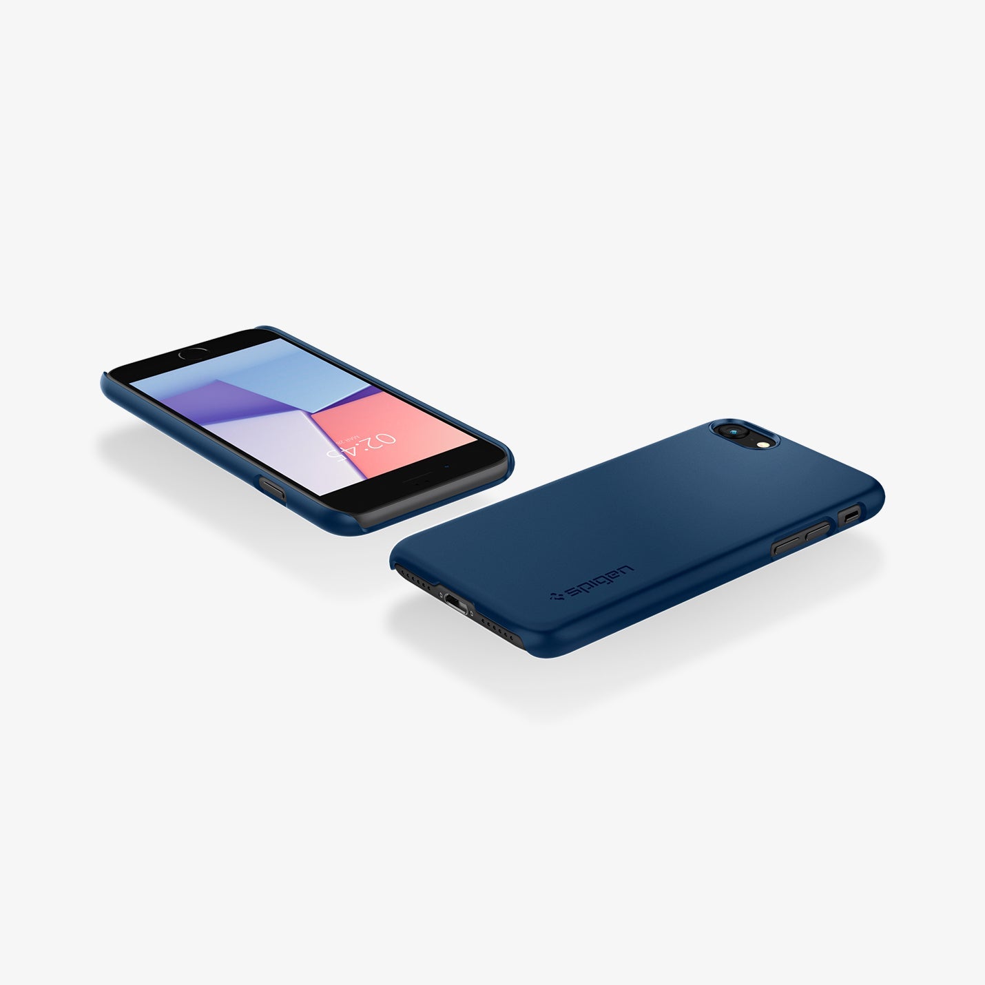ACS04348 - iPhone SE Thin Fit case in blue showing the back and front