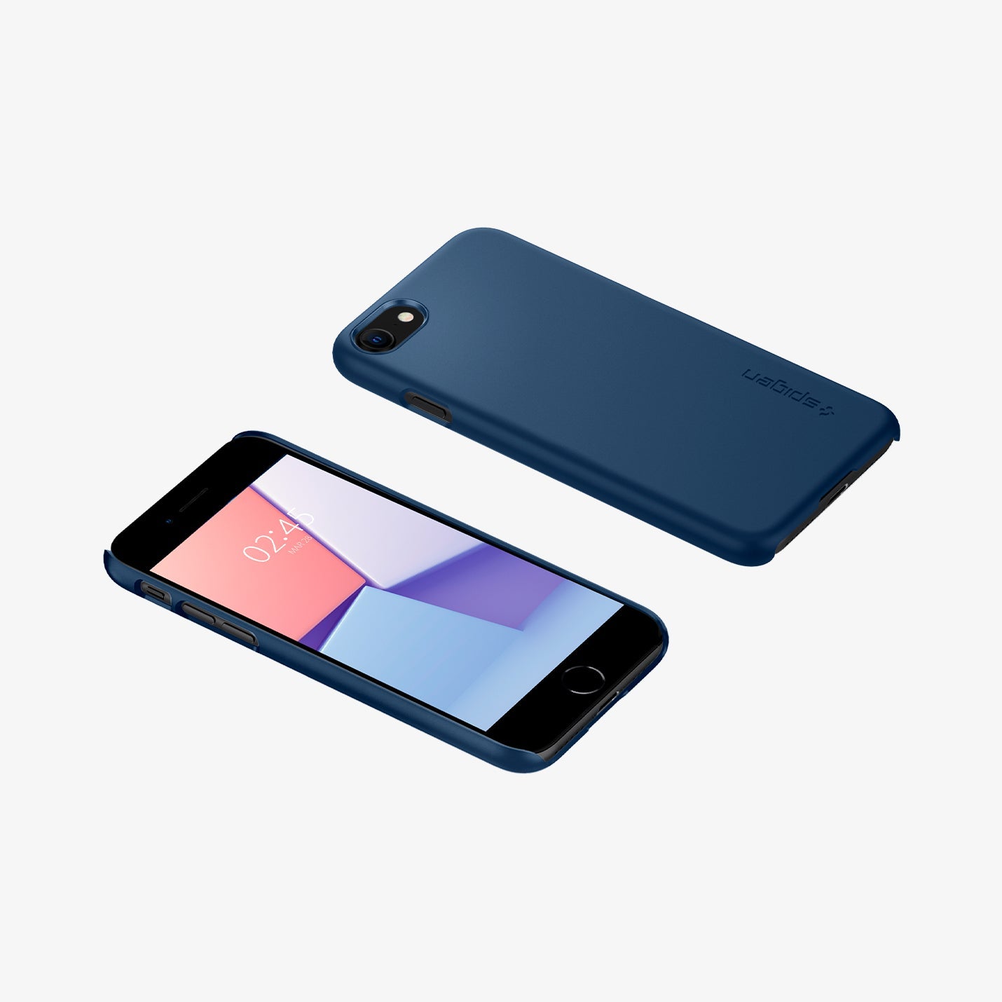 ACS04348 - iPhone SE Thin Fit case in blue showing the back and front