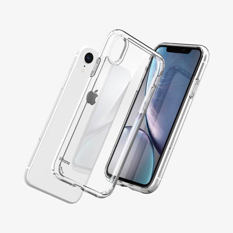 064CS24873 - iPhone XR Case Ultra Hybrid in crystal clear showing the back, front and inside