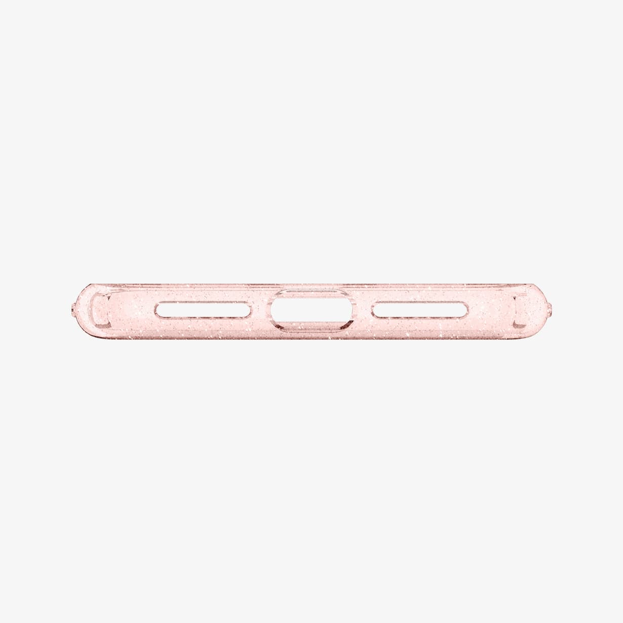 065CS25124 - iPhone XS Max Case Liquid Crystal Glitter in rose quartz showing the bottom with precise cutouts