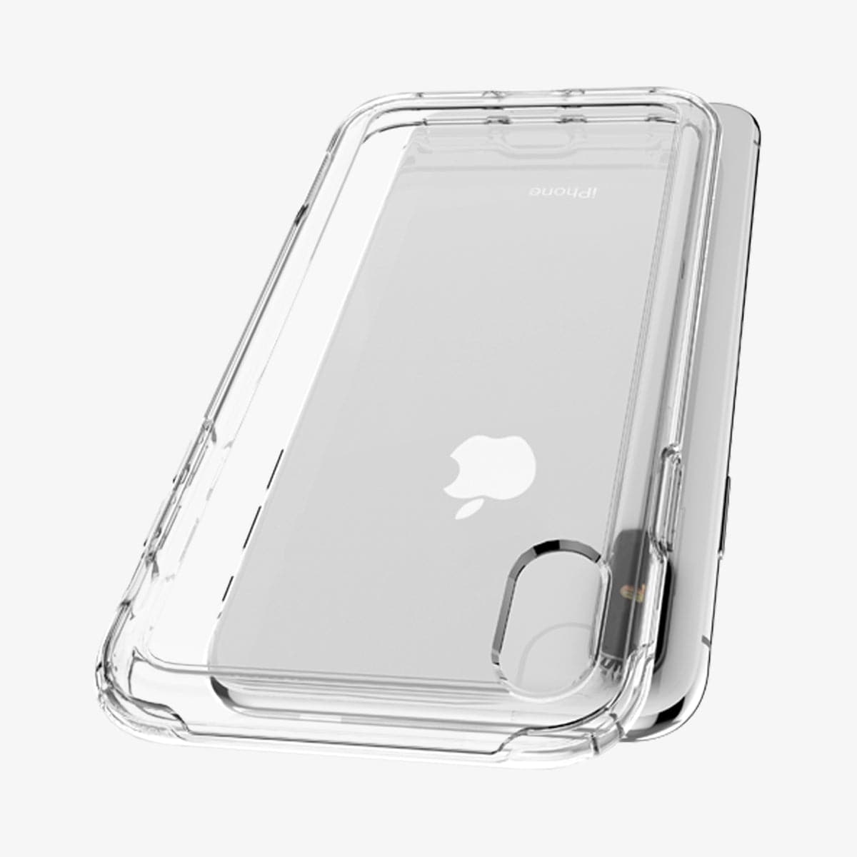 065CS24548 - iPhone XS Max Case Slim Armor Crystal in crystal clear showing the case hovering above the back of device