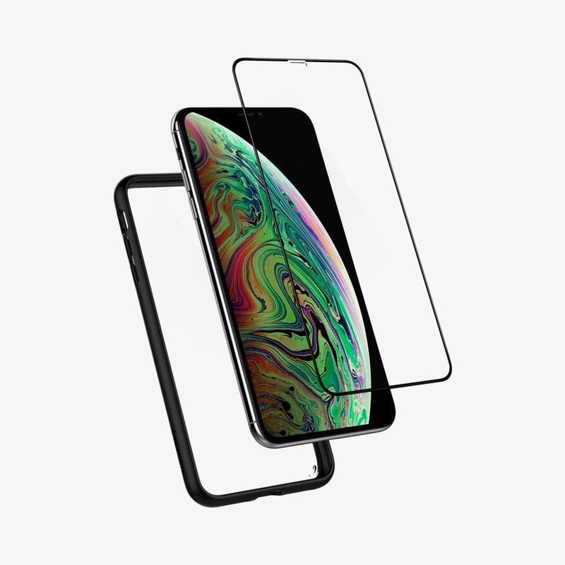 065CS25132 - iPhone XS Max Case Ultra Hybrid 360 in black showing the multiple layers of case hovering around device
