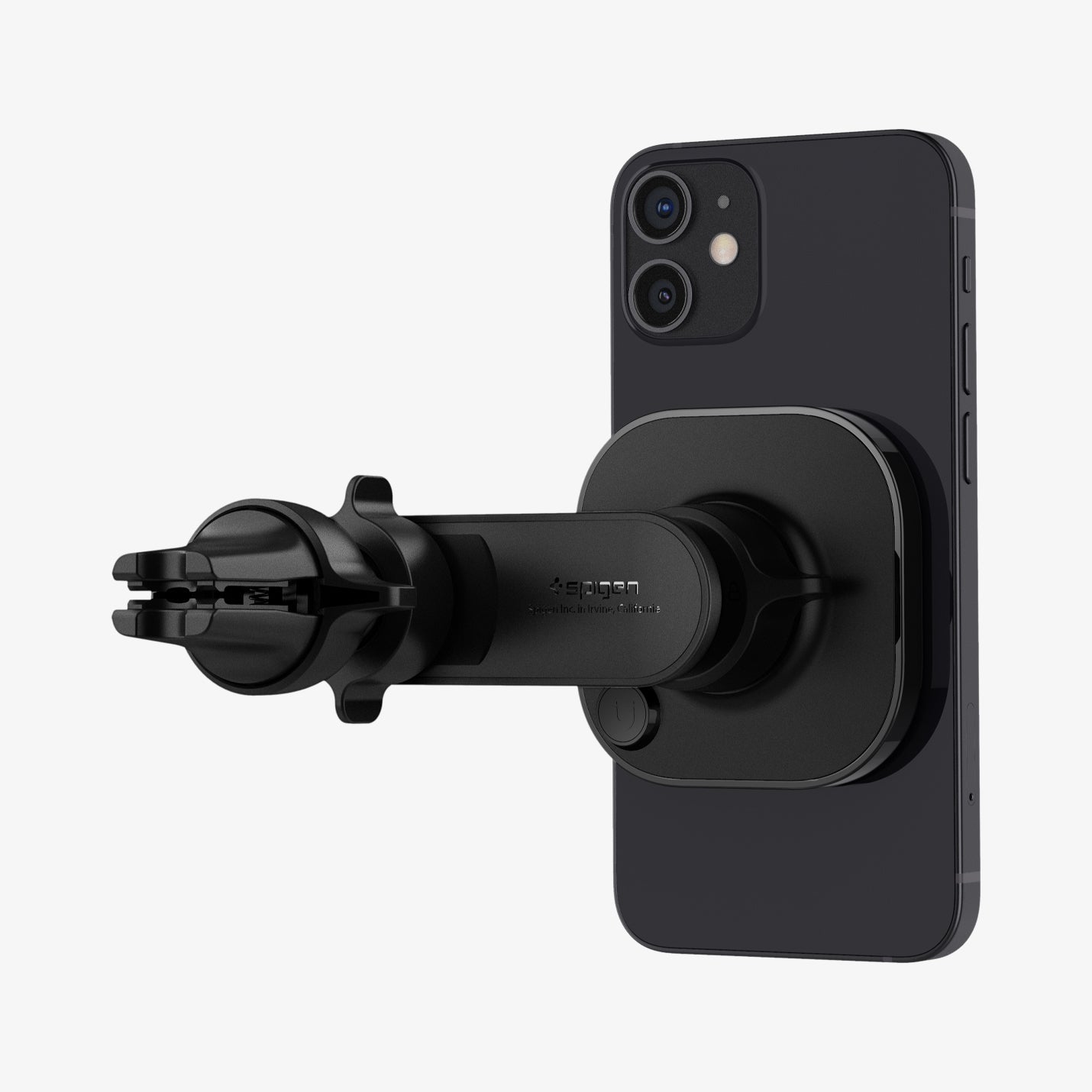 ACP02617 - OneTap Magnetic Car Mount Air Vent (MagFit) in black showing the back with device attached