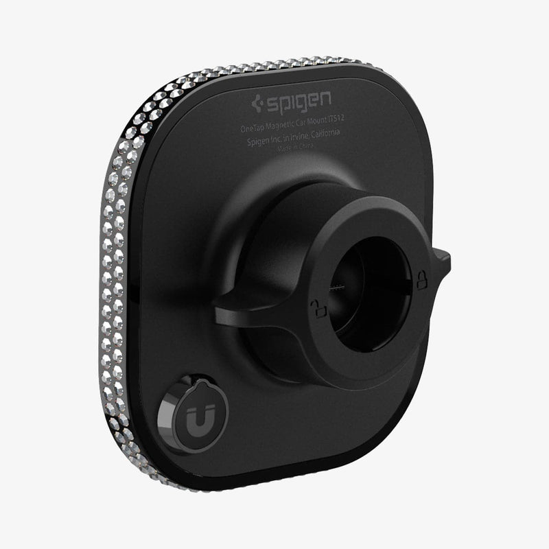 ACP03808 - OneTap Bling Car Mount Air Vent (MagFit) in black showing the back and partial side
