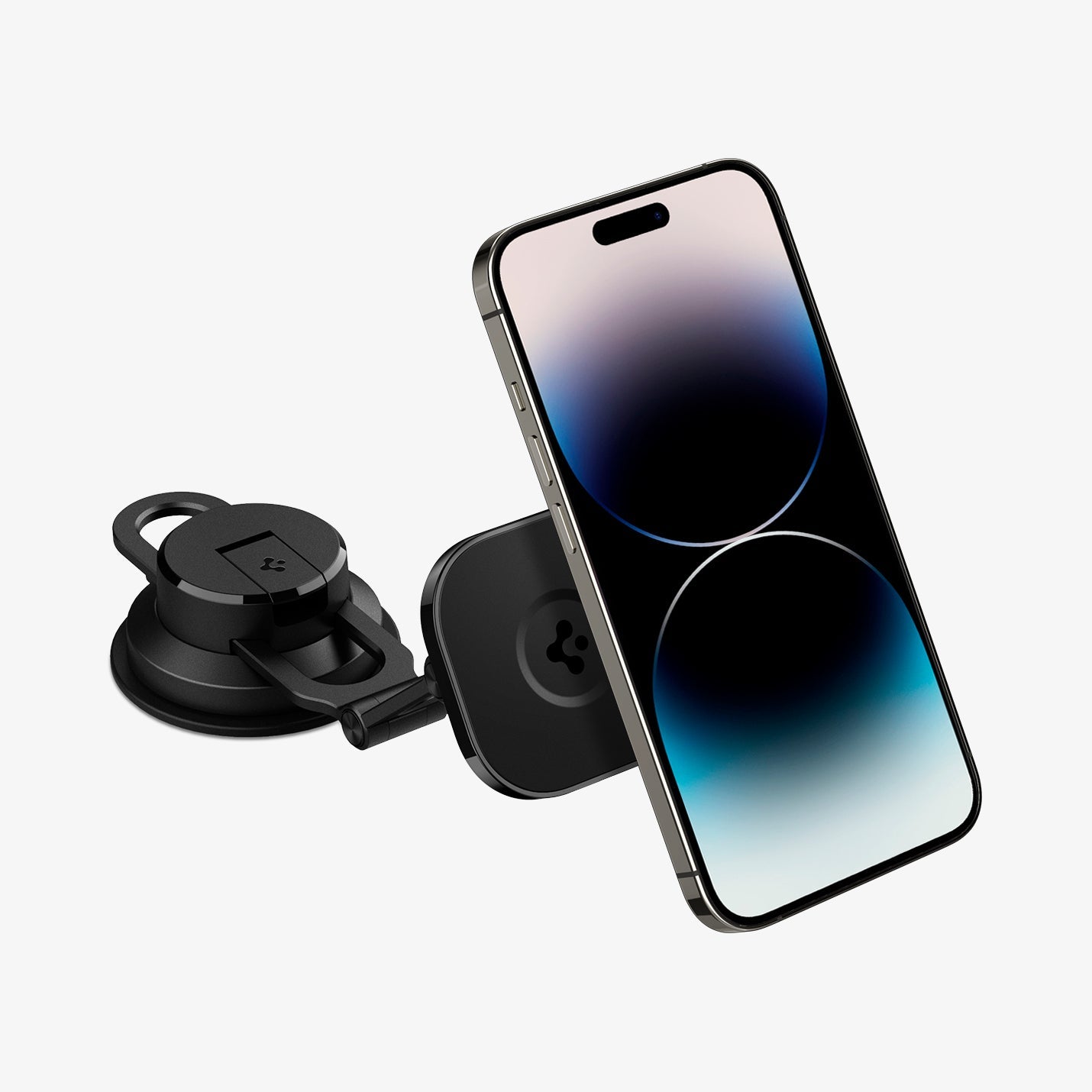 ACP04630 - OneTap 3 Black Dash/Wind Magnetic Car Mount (MagFit) in black showing the device hovering slightly in front of mount