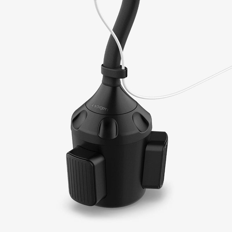 ACP03809 - OneTap Car Mount Cup Holder (MagFit) in black showing the bottom cup holder portion with charging cable