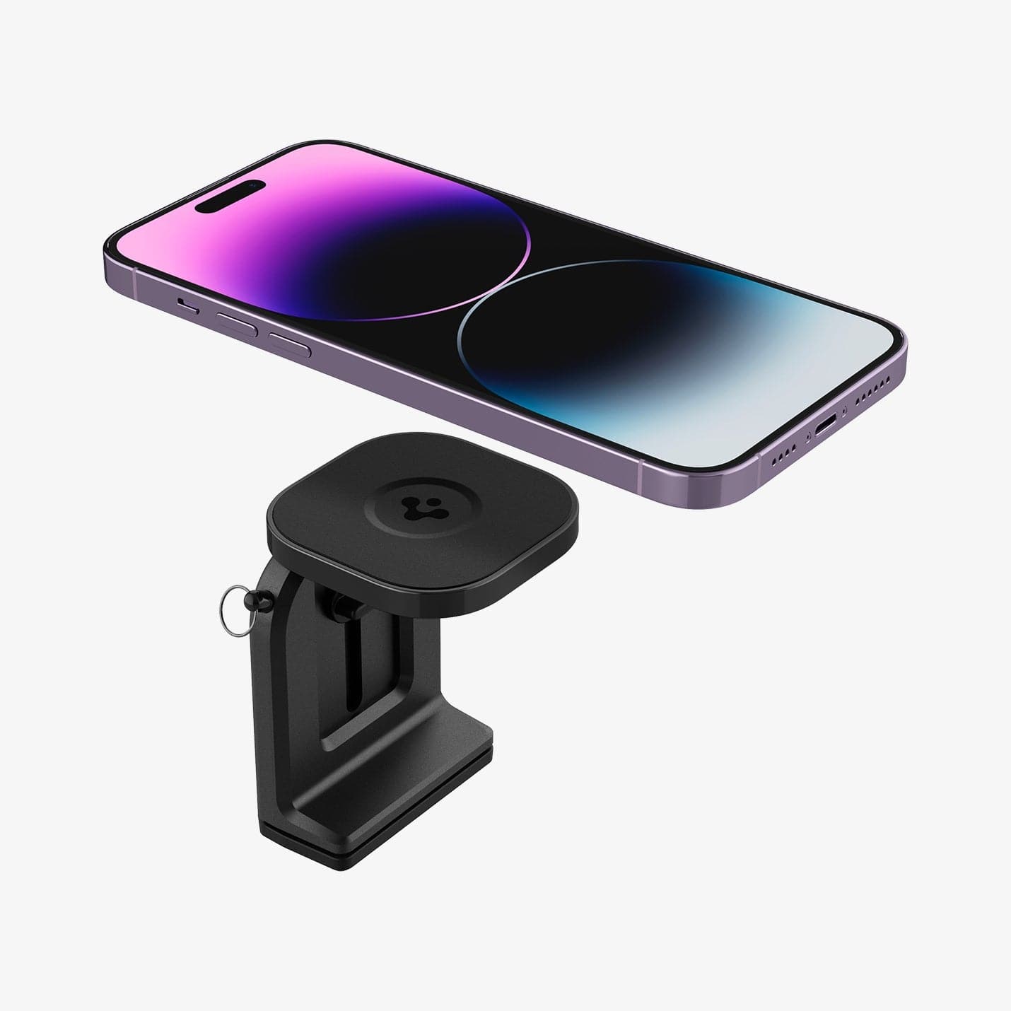 AMP05756 - In-flight Phone Mount (MagFit) in black showing a device hovering above the mount