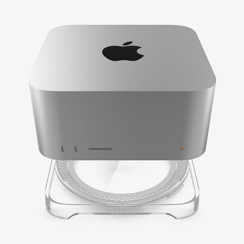 AMP04796 - Apple Mac Studio Stand in crystal clear showing the mac studio hovering above the stand
