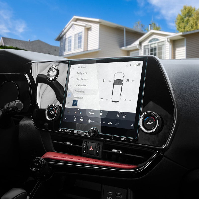 AGL05879 - Lexus NX 9.8" Screen Protector GLAS.tR SLIM showing the passenger's side view inside of car