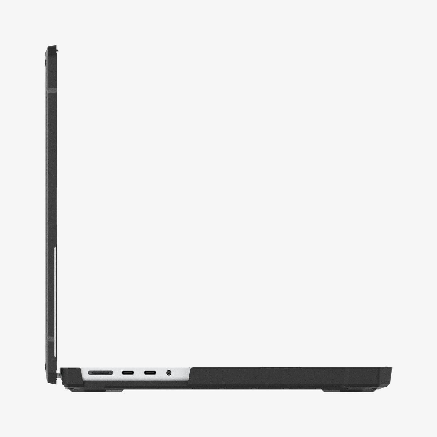 ACS04409 - MacBook Pro 14" Case Rugged Armor in matte black showing the side with laptop open