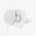 ACP03163 - MagFit Car Mount (MagFit) in white showing the magsafe charger hovering in front of the mount