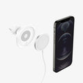 ACP03163 - MagFit Car Mount (MagFit) in white showing a device, magsafe charger and mount