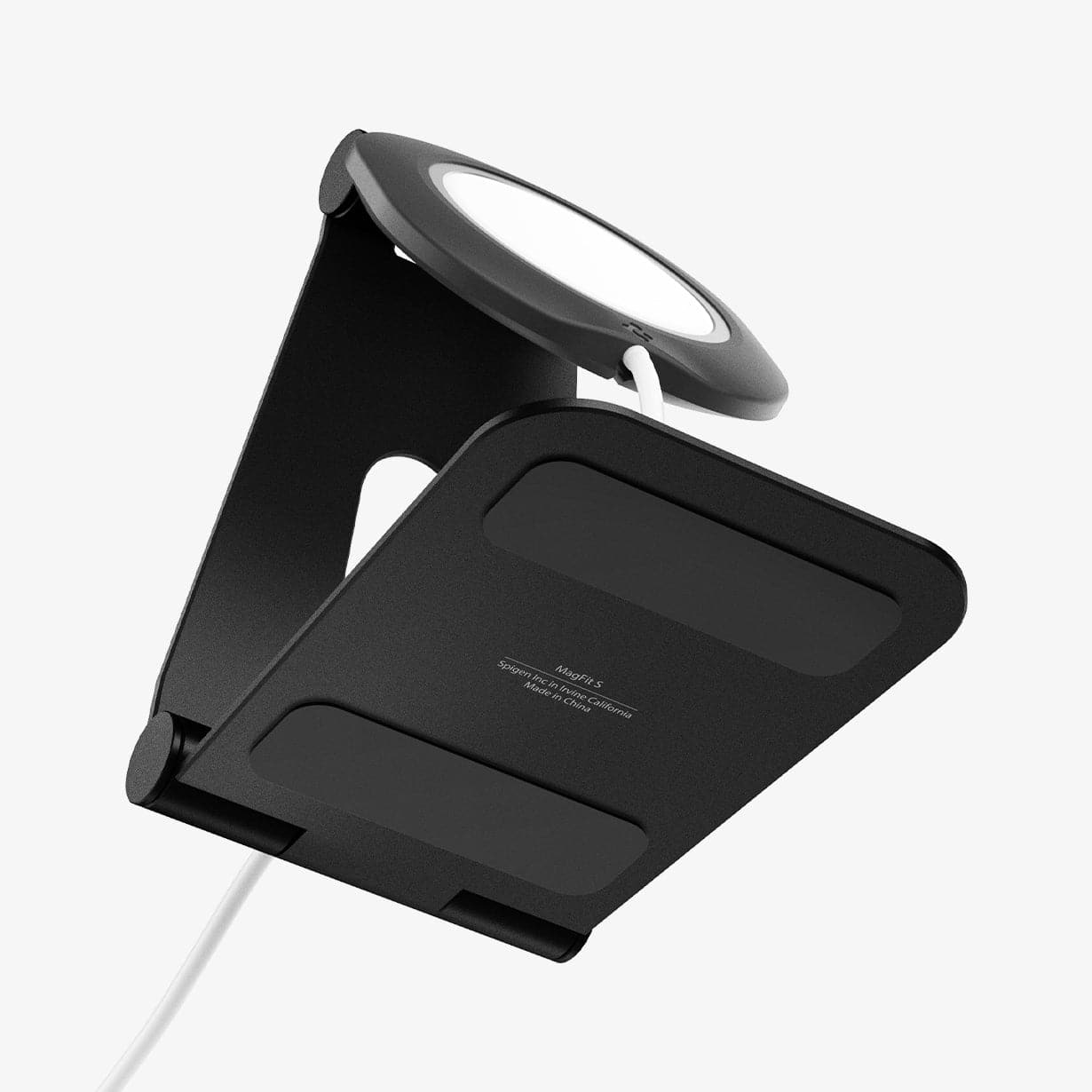 AMP02672 - MagFit Charger Stand (MagFit) in black showing the bottom and partial front