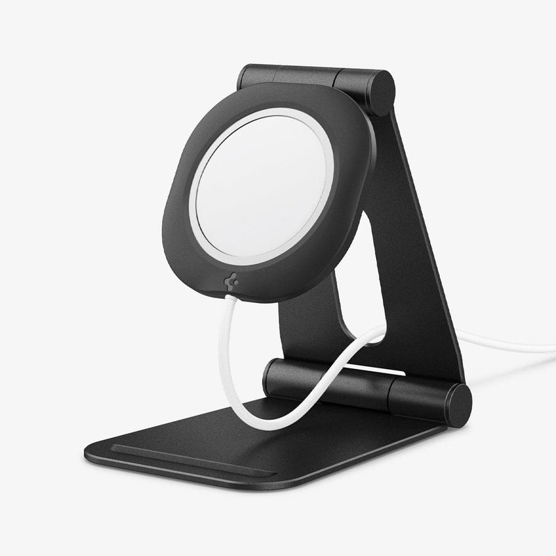 AMP02672 - MagFit Charger Stand (MagFit) in black showing the front and partial side