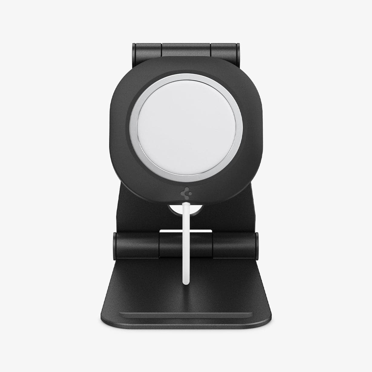 AMP02672 - MagFit Charger Stand (MagFit) in black showing the front with magsafe charger inserted