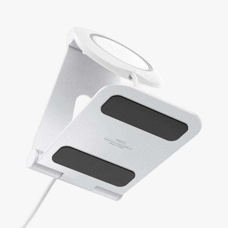 AMP02673 - MagFit Charger Stand (MagFit) in white showing the bottom and partial front
