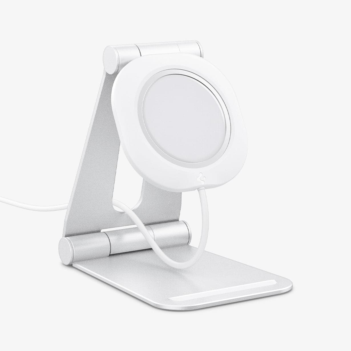 AMP02673 - MagFit Charger Stand (MagFit) in white showing the front and side
