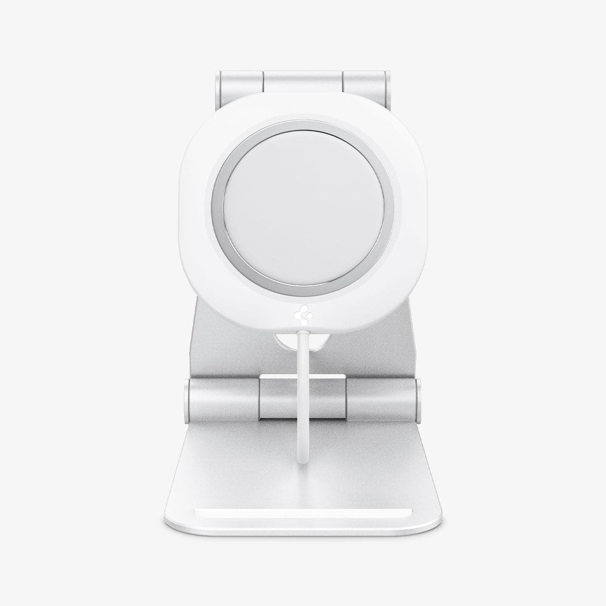 AMP02673 - MagFit Charger Stand (MagFit) in white showing the front with magsafe charger inserted