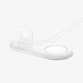 AMP02797 - Mag Fit Duo in white shown with MagSafe charger and Apple Watch charger placed in designated areas