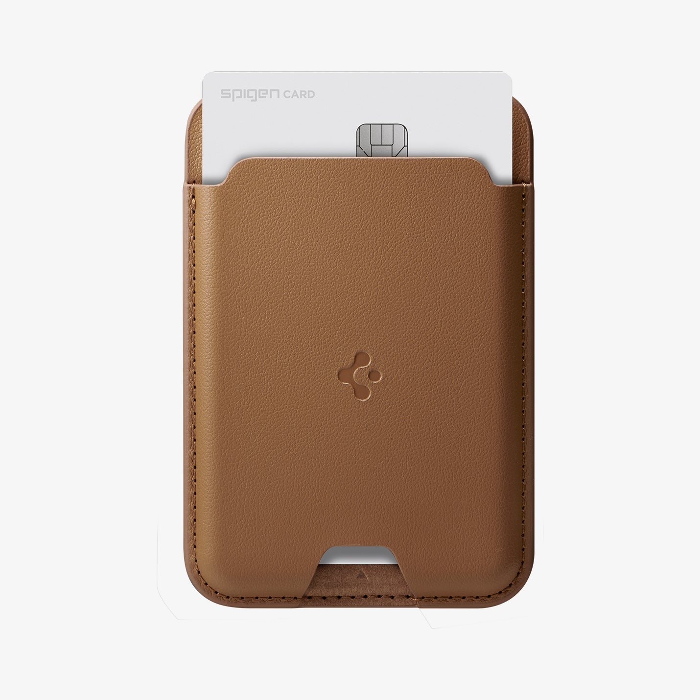 AFA03854 - MagSafe Card Holder Valentinus (MagFit) in brown showing the front with card in slot