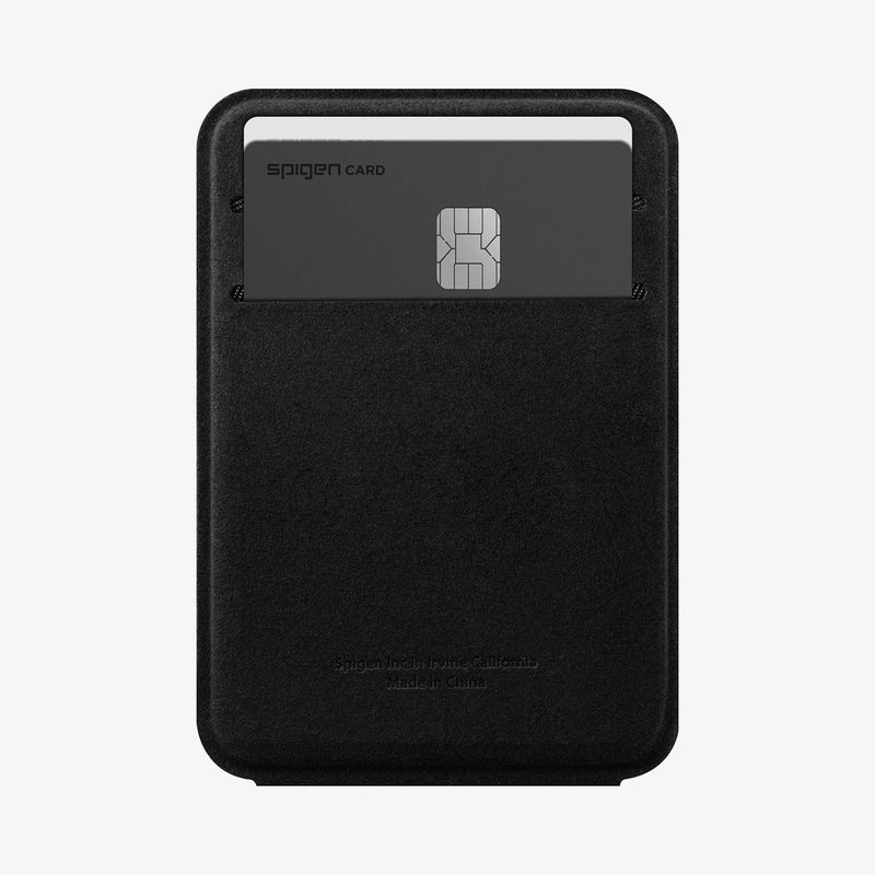 AMP02834 - Universal Card Holder Smart Fold in black showing the inside with card in slot