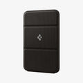 AMP02766 - MagSafe Card Holder Smart Fold Wallet (MagFit) in gunmetal showing the front and side
