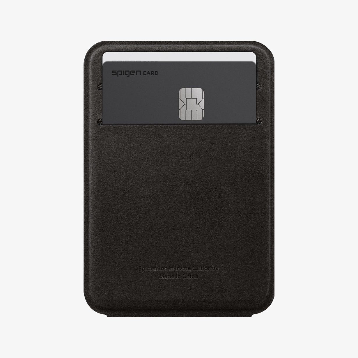 AMP02766 - MagSafe Card Holder Smart Fold Wallet (MagFit) in gunmetal showing the front with cards in slot