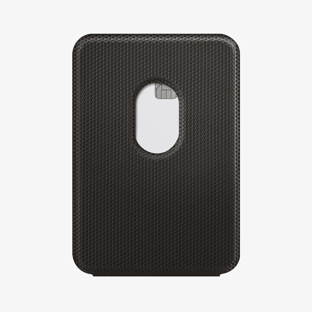 AMP02766 - MagSafe Card Holder Smart Fold Wallet (MagFit) in gunmetal showing the back with card in slot