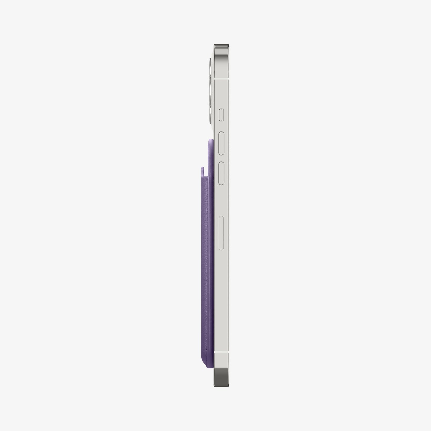 AFA06268 - MagSafe 3 Cards Holder Valentinus (MagFit) in purple showing the side attached to back of device