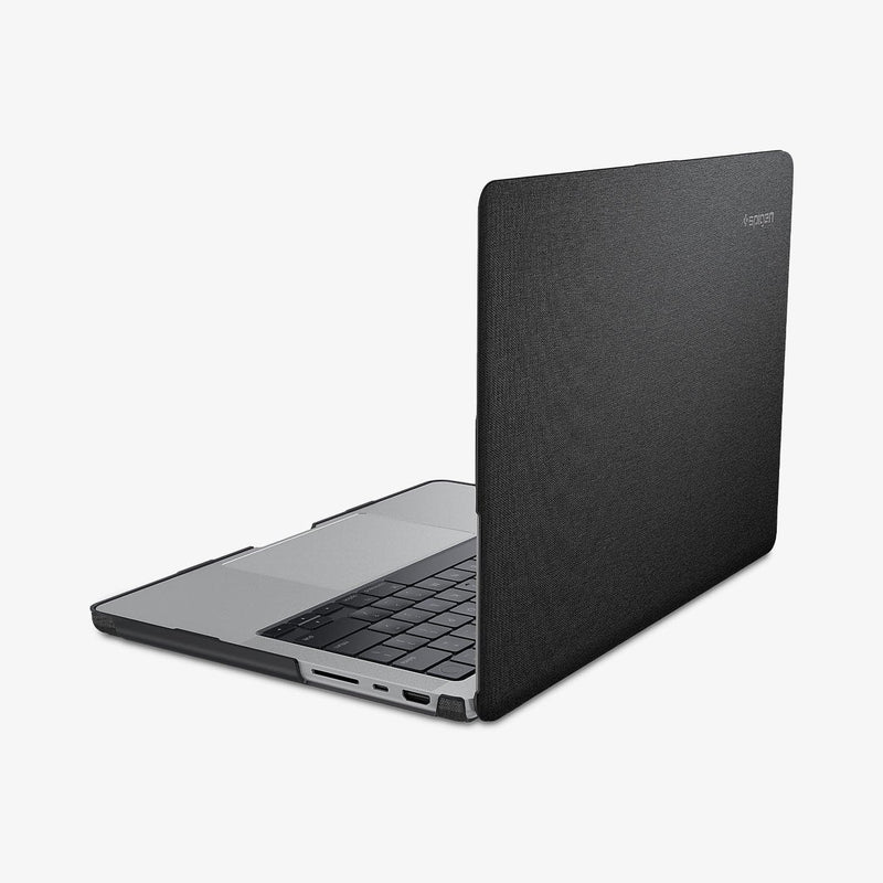 ACS04213 - MacBook Pro 14" Case Urban Fit in black showing the back and side