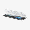 AGL03630 - Mercedes A-Class Screen Protector EZ FIT GLAS.tR Anti-Glare showing the screen protector being installed onto display
