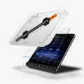 AGL03147 - Mercedes S-Class Screen Protector EZ FIT GLAS.tR Anti-Glare showing the ez fit tray and screen protector hovering in front of display