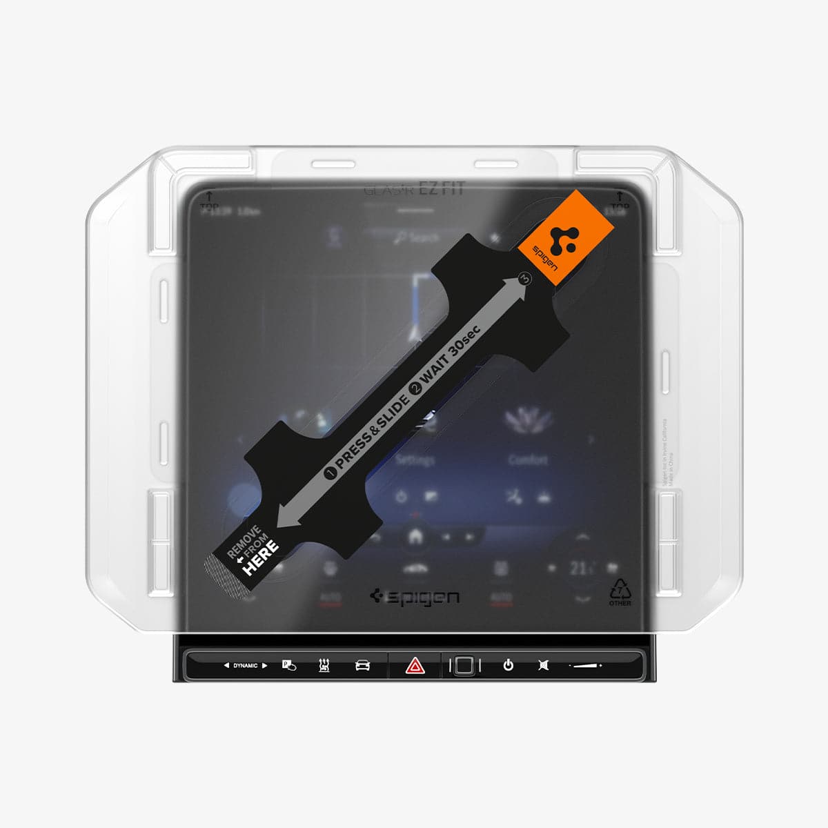 AGL03147 - Mercedes S-Class Screen Protector EZ FIT GLAS.tR Anti-Glare showing the front with ez fit tray installed onto display