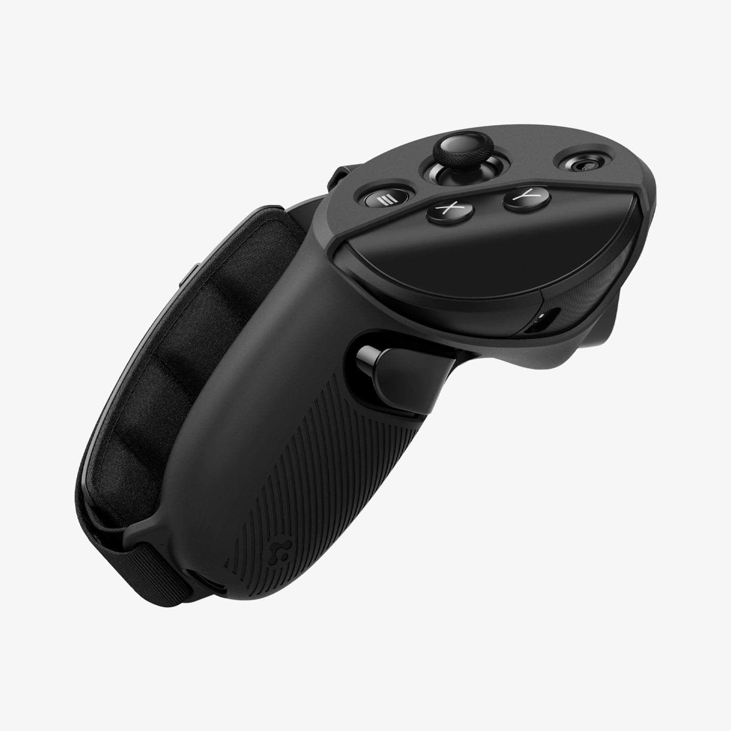 ACS06030 - Meta Quest Pro Controller Silicone Fit in black showing the side, partial front and strap