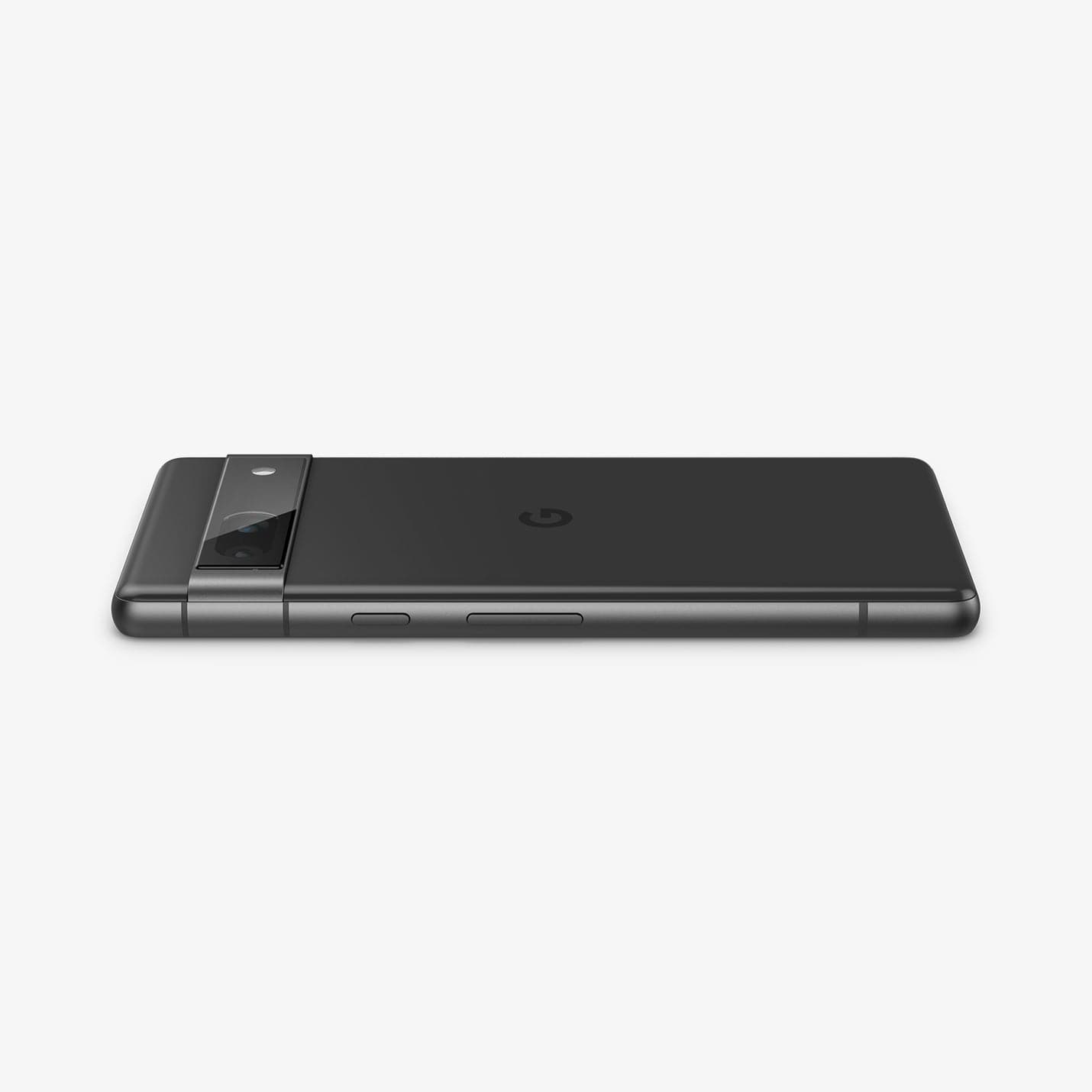 AGL05970 - Pixel 7a Glas.tR EZFit Optik Lens Protector in black showing the side and back with device laying flat