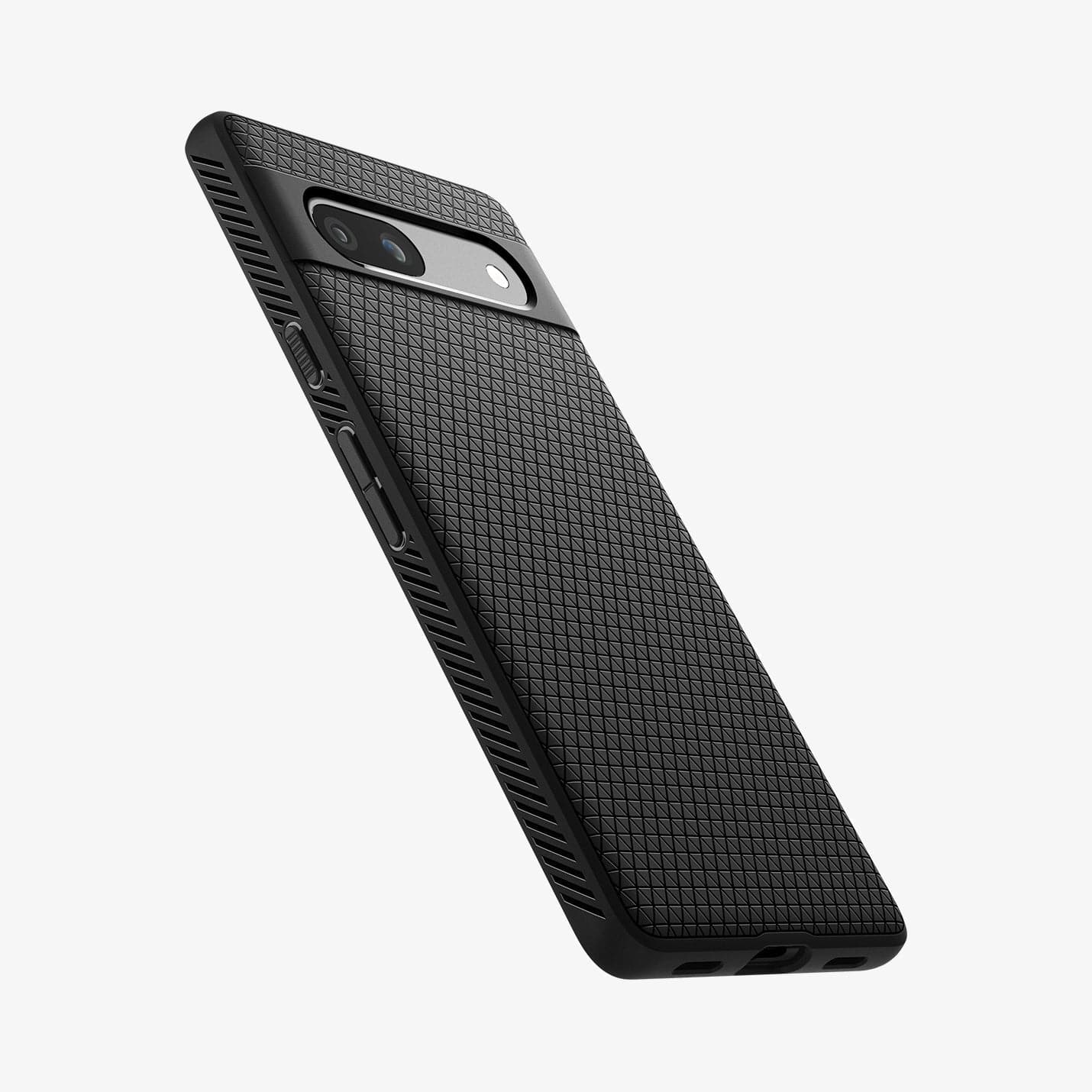 ACS05815 - Pixel 7a Case Liquid Air in matte black showing the side and back