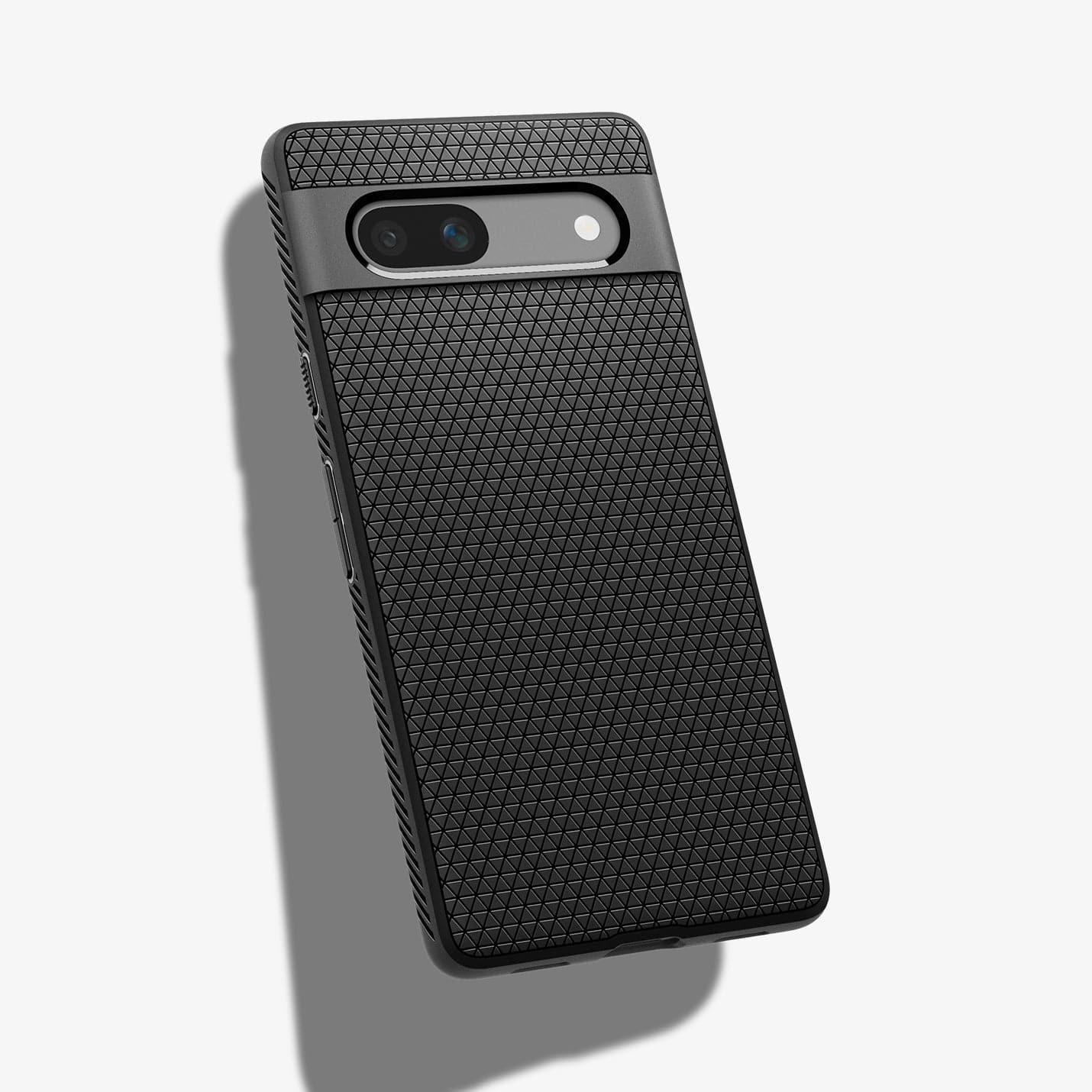 ACS05815 - Pixel 7a Case Liquid Air in matte black showing the back and partial side