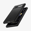 ACS05814 - Pixel 7a Case Thin Fit in black showing the sides, partial front and back