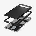 ACS05814 - Pixel 7a Case Thin Fit in black showing the multiple layers of case hovering above device